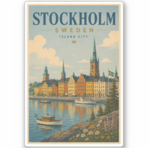 Stockholm Sweden Skyline Illustration Travel Art