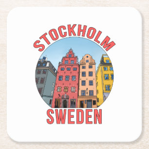 Stockholm Sweden Square Paper Coaster