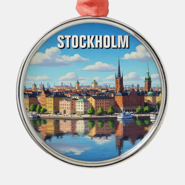 Stockholm Sweden Travel Metal Ornament (Front)
