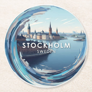 Stockholm Sweden Travel Round Paper Coaster