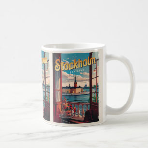stockholm sweden travel vintage balcony view gifts coffee mug