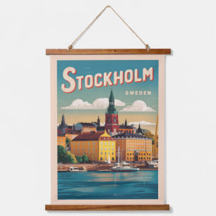 stockholm sweden travel vintage waterfront gifts hanging tapestry
