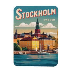 stockholm sweden travel vintage waterfront gifts magnet