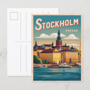 stockholm sweden travel vintage waterfront gifts postcard