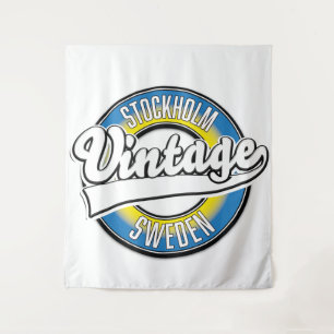 Stockholm Sweden vintage logo Poster Tapestry