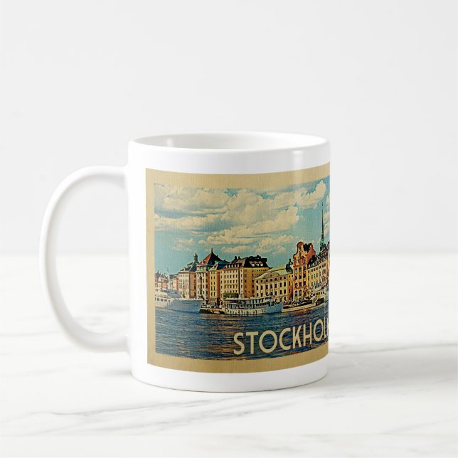 Stockholm Sweden Vintage Travel Coffee Mug (Left)