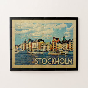 Stockholm Sweden Vintage Travel Jigsaw Puzzle