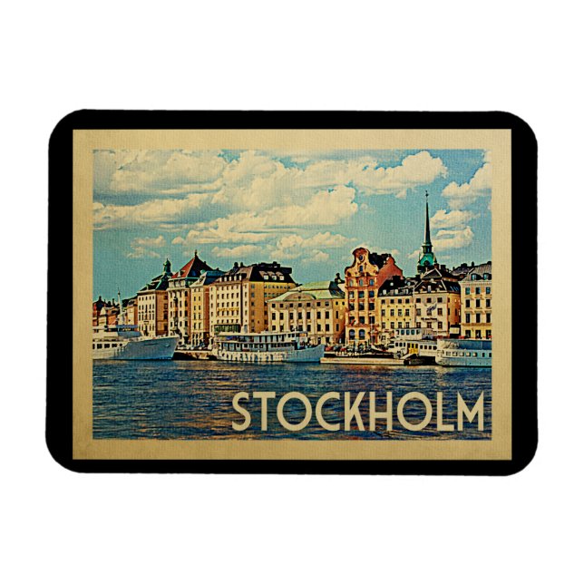 Stockholm Sweden Vintage Travel Magnet (Horizontal)