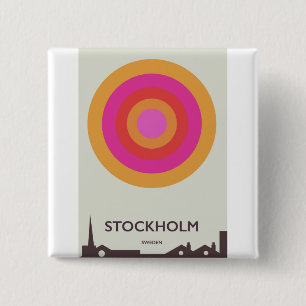 Stockholm,Sweden vintage travel poster. 15 Cm Square Badge