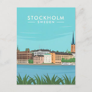 Stockholm Sweden vintage travel scandinavia Postcard