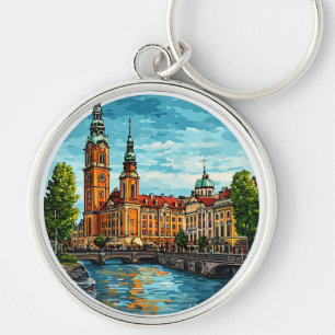 Stockholm Vibrant Cityscape Key Ring