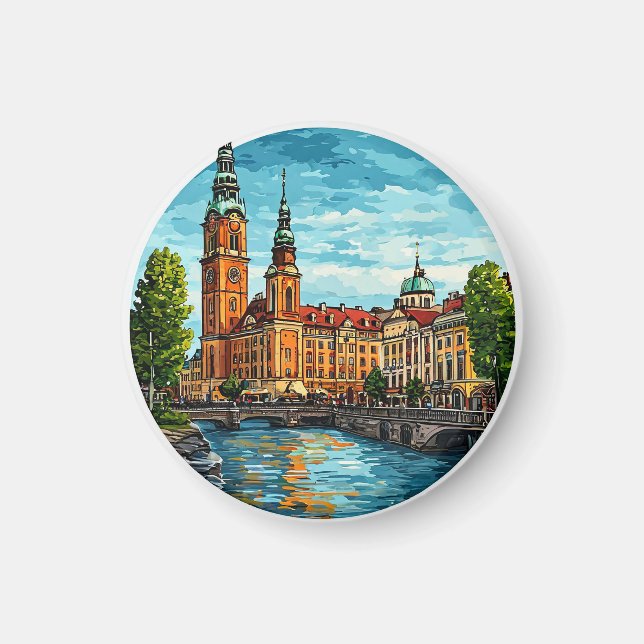Stockholm Vibrant Cityscape Magnet (Front)