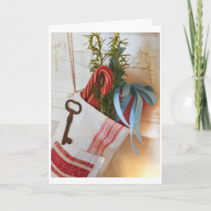 STOCKING ARE HUNG & TREE IS DECORATED CHRISTMAS CARD