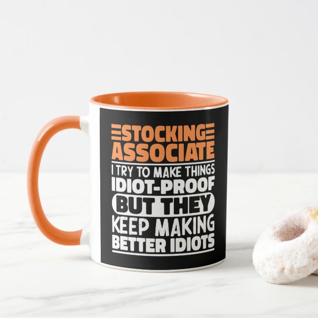 Stocking Associate I Try To Make Things Funny Cool Mug (With Donut)