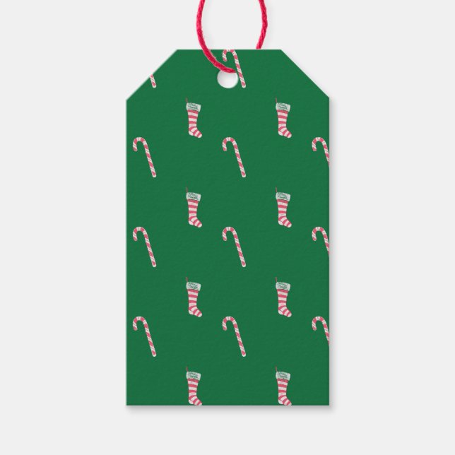 Stocking & Candy Cane Pattern Gift Tags (Front)