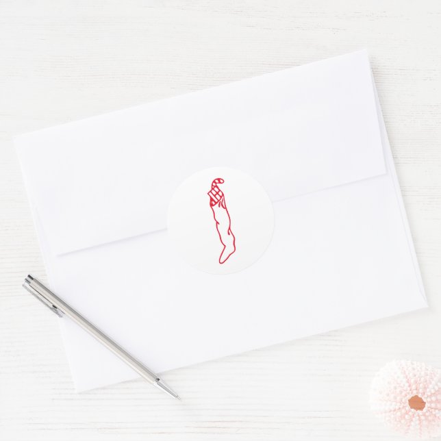 Stocking Christmas Classic Round Sticker (Envelope)