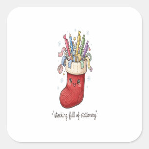 Stocking Full of Stationery Kawaii Christmas Stick Square Sticker