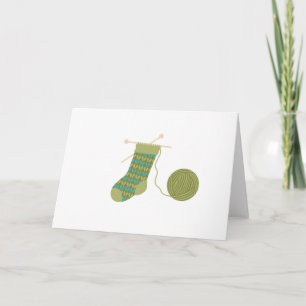 Stocking Knitting Yarn Holiday Card