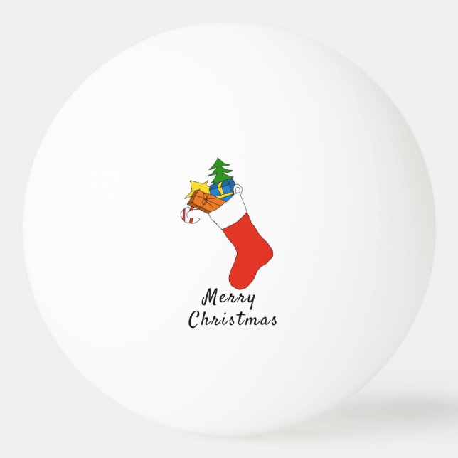 Stocking Merry Christmas Ping Pong Ball (Front)