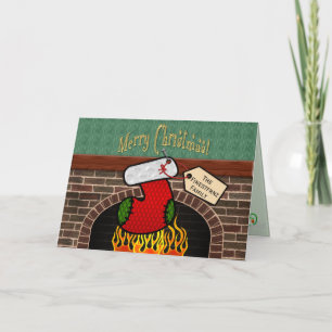 Stocking Over Fireplace (Personalised) Holiday Card