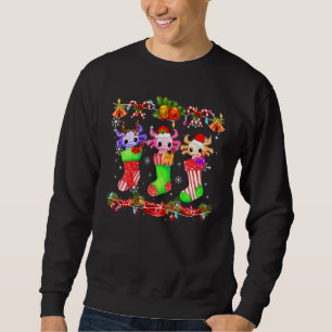Stocking Santa Elf Axolotl Christmas Socks Lights  Sweatshirt