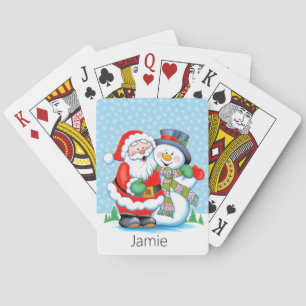 Stocking Stuffer Add Name Santa Claus Snowman Playing Cards