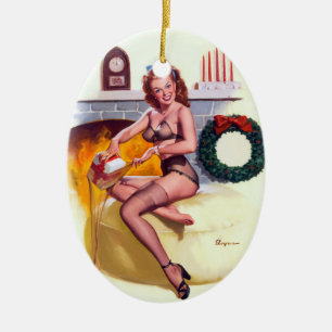 Stocking Stuffer Pin Up Ceramic Ornament
