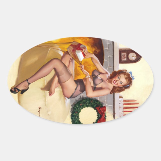 Stocking Stuffer Pin Up Oval Sticker (Front)