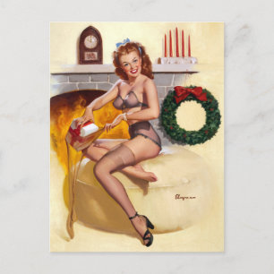 Stocking Stuffer Pin Up Postcard