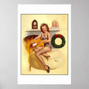 Stocking Stuffer Vintage Style Elvgren Christmas Poster