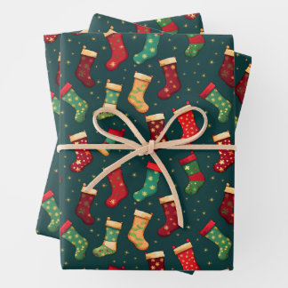 Stockings and Sparkles Wrapping Paper Sheet