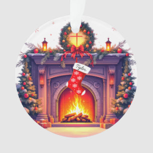 Stockings by the Fire- Christmas Hearth Ornament