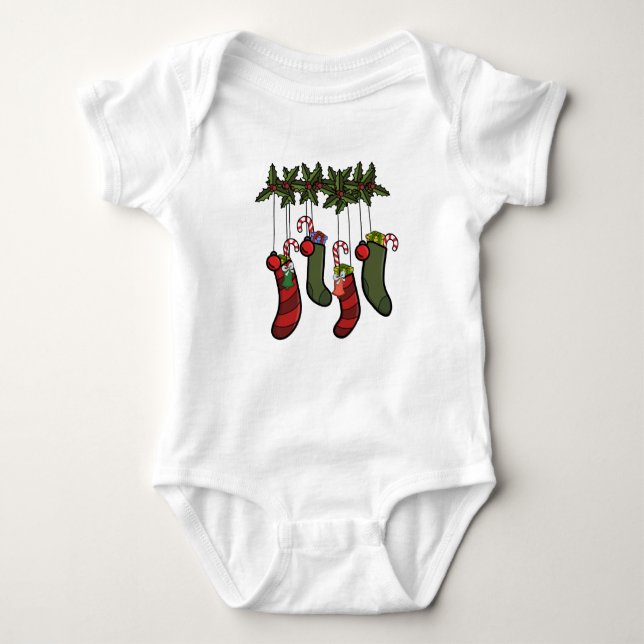 Stockings ready for Christmas Baby Bodysuit (Front)