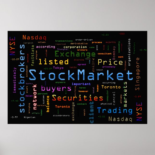 StockMarket Design Blue Poster (Front)