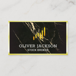 Stocks   Gold Border   Black Marble Business Card