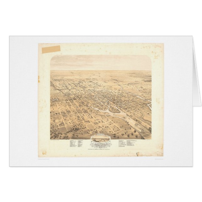 Stockton, CA Panoramic Map 1870 (1667A)-Unrestored (Front Horizontal)