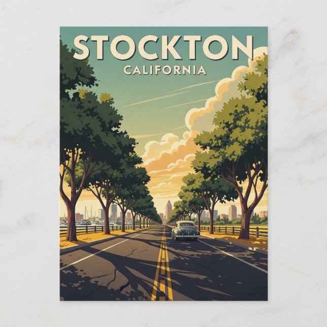 Stockton California Central Valley Postcard (Front)
