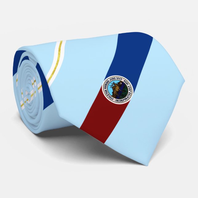 Stockton (California) city flag Neck Tie (Rolled)