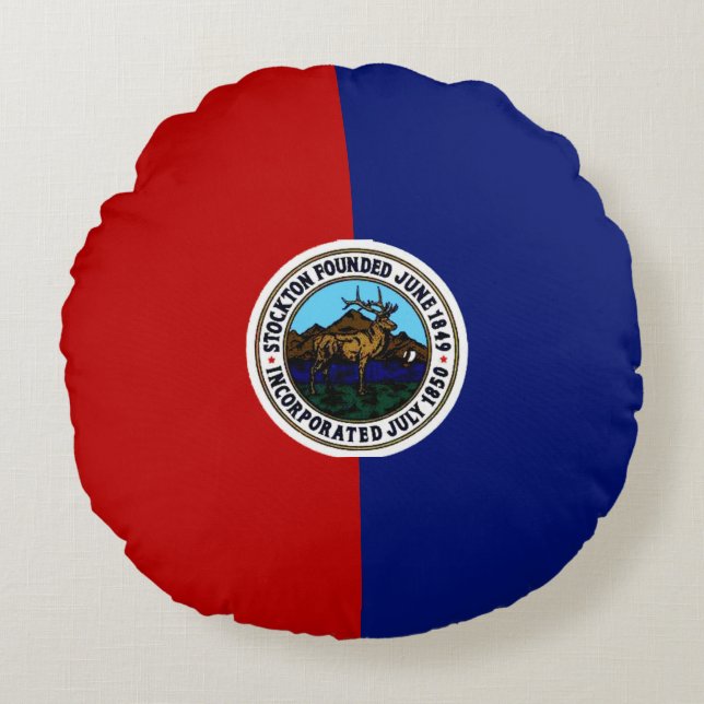 Stockton (California) City flag  Round Cushion (Front)