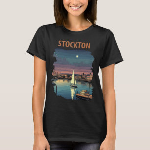 Stockton California Marina Night Travel T-Shirt