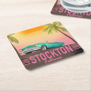 Stockton California USA Square Paper Coaster