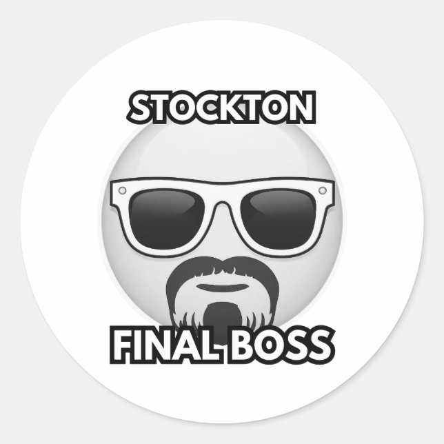 Stockton Final Boss Cool Emoji Classic Round Sticker (Front)