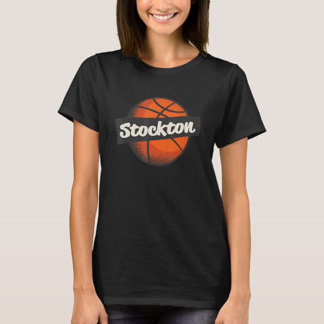 Stockton Hometown Basketball Player Sports T-Shirt (Front)