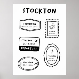 Stockton - Travel Stamp Collection   Minimalist  Poster