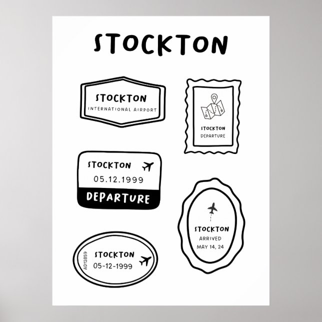 Stockton - Travel Stamp Collection | Minimalist  Poster (Front)