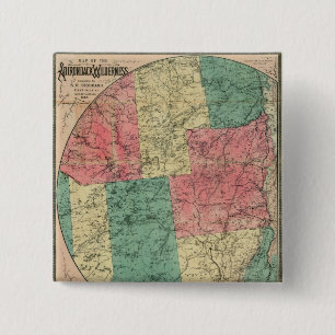 Stoddard's Map of the Adirondack Wilderness, 1883 15 Cm Square Badge