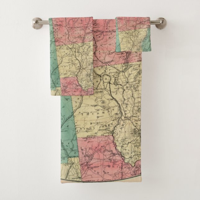 Stoddard's Map of the Adirondack Wilderness, 1883 Bath Towel Set (Insitu)