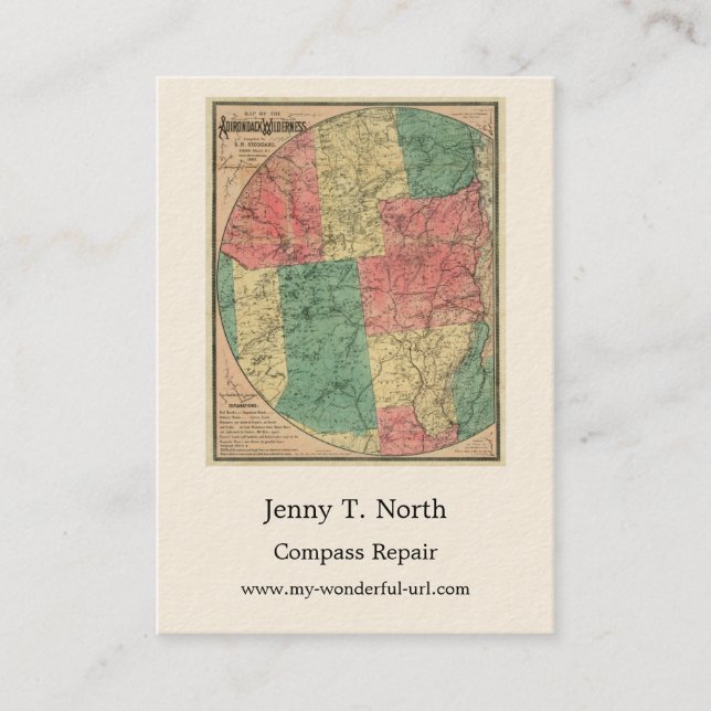 Stoddard's Map of the Adirondack Wilderness, 1883  Business Card (Front)