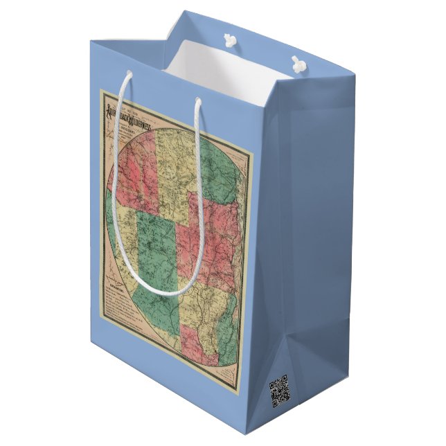 Stoddard's Map of the Adirondack Wilderness, 1883 Medium Gift Bag (Back Angled)
