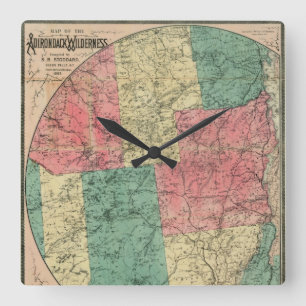 Stoddard's Map of the Adirondack Wilderness, 1883 Square Wall Clock